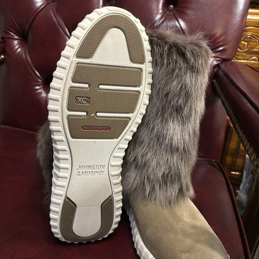 Johnston Murphy Xc4 Women's Faux Fur Slip On Waterproof Boots 7.5 M Brown‎ Suede